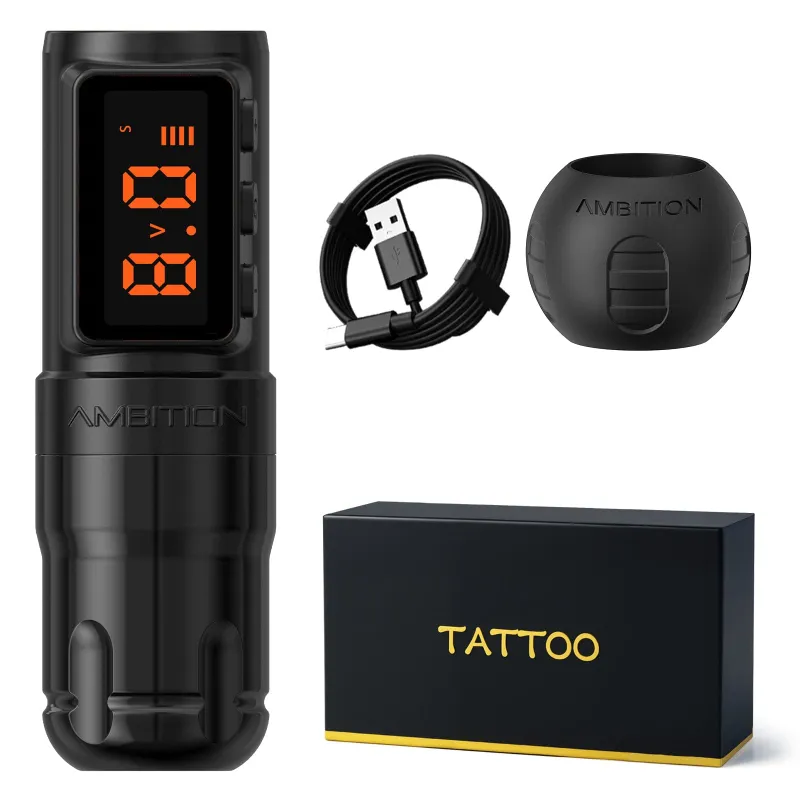 Ambition Tattoo Bolt-X Wireless Tattoo Pen Machine with grip and Type-C charging cable
