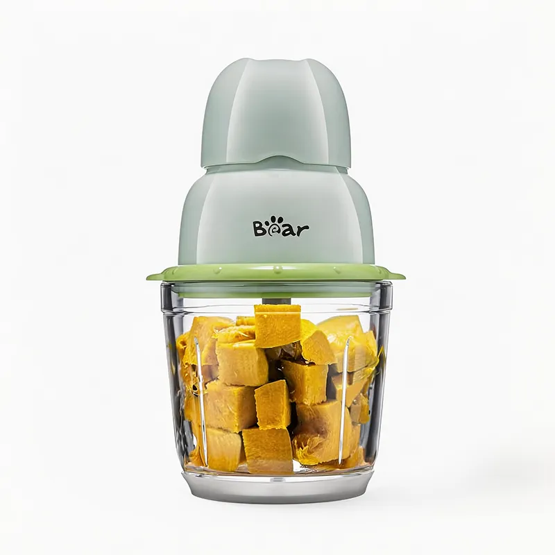 Bearforbaby Bear Baby Food Processor Set with Baby Food Containers, processor unit with glass bowl and containers displayed