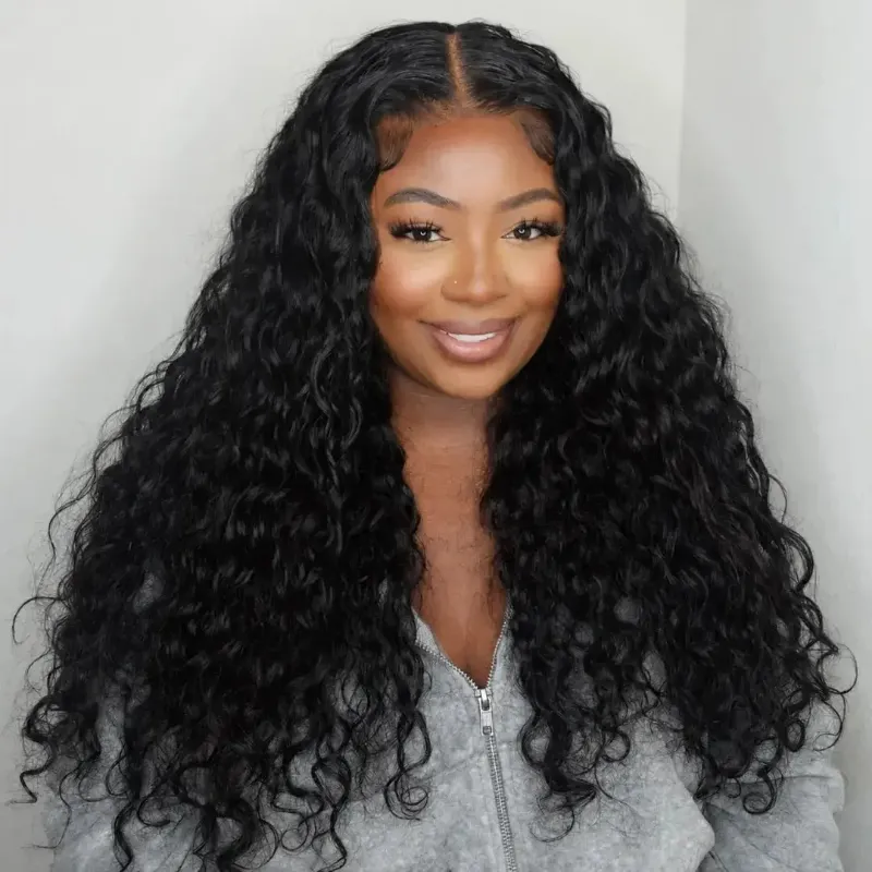Hairsofly Shop (Kleopatra) Water Wave Human Hair HD Lace Wig, water-waved hair on transparent Swiss lace front cap