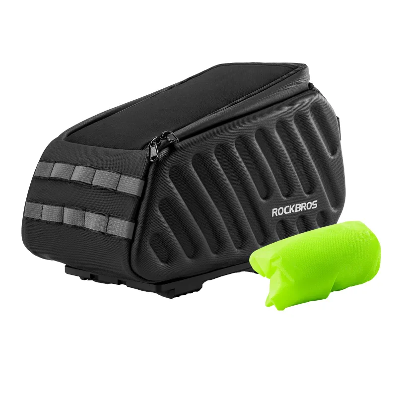 RockBros US Bike Rear Rack Bag with Password Lock showing structured design and combination locks