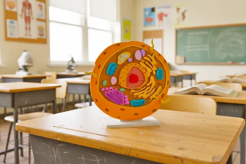 Fun House Toys 3D Animal Cell Puzzle Model with colorful organelle pieces on display stand
