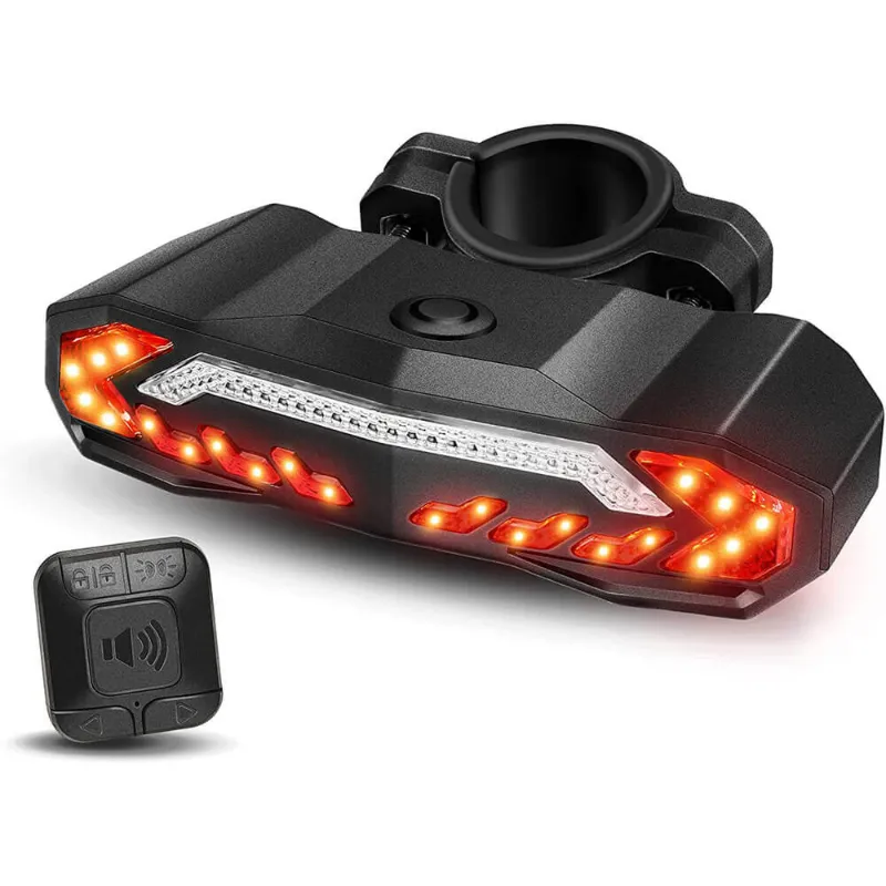 Wsdcam Smart Bike Tail Light with Turn Signals and Brake Light mounted on bicycle seat post with remote control