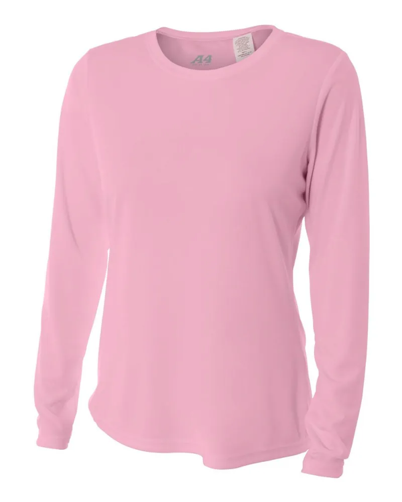 Do It Tennis A4 Women's Performance Long-Sleeve Crew Neck Shirt in Pink