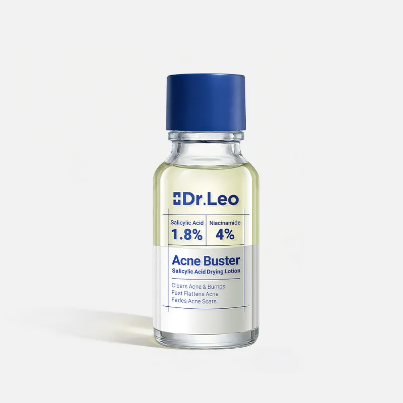 Dr Leo Acne Drying Lotion Plus bottle with pink sediment at bottom
