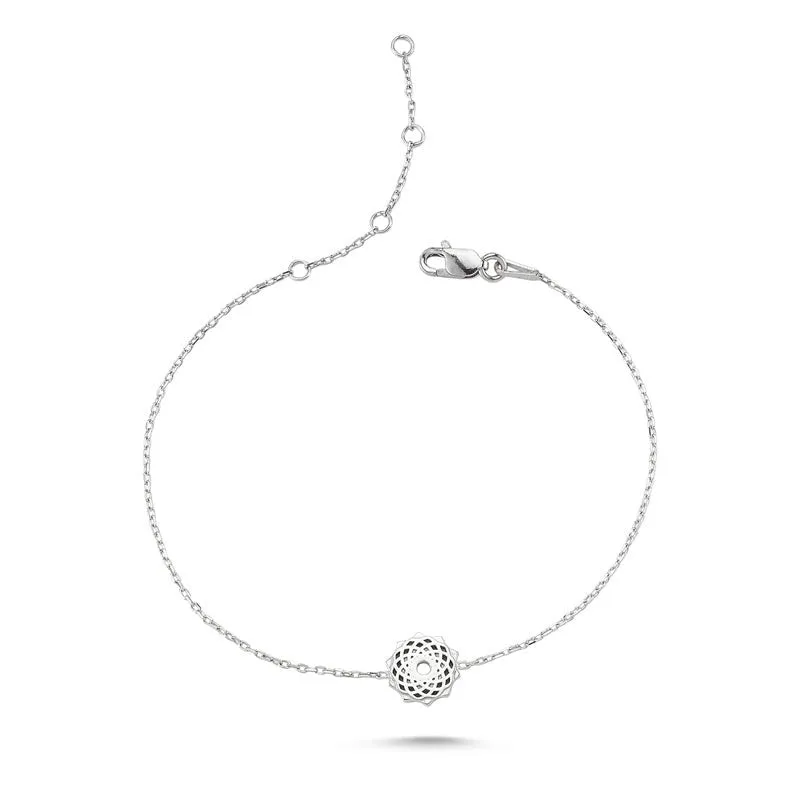 Amorium Jewelry Crown Chakra Silver Bracelet with crown chakra charm