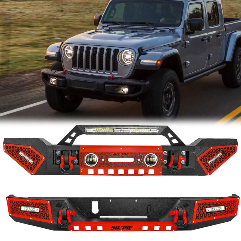 Sunpie 2019+ Jeep Gladiator JT Steel Front and Rear Bumpers with Winch Plate Combo Kits