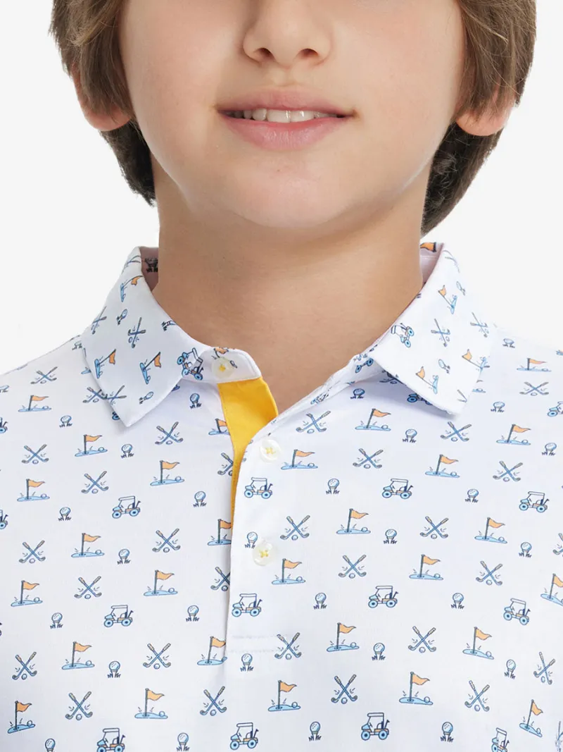 Maelreg Golf Performance Print Boys Golf Polo in animal print