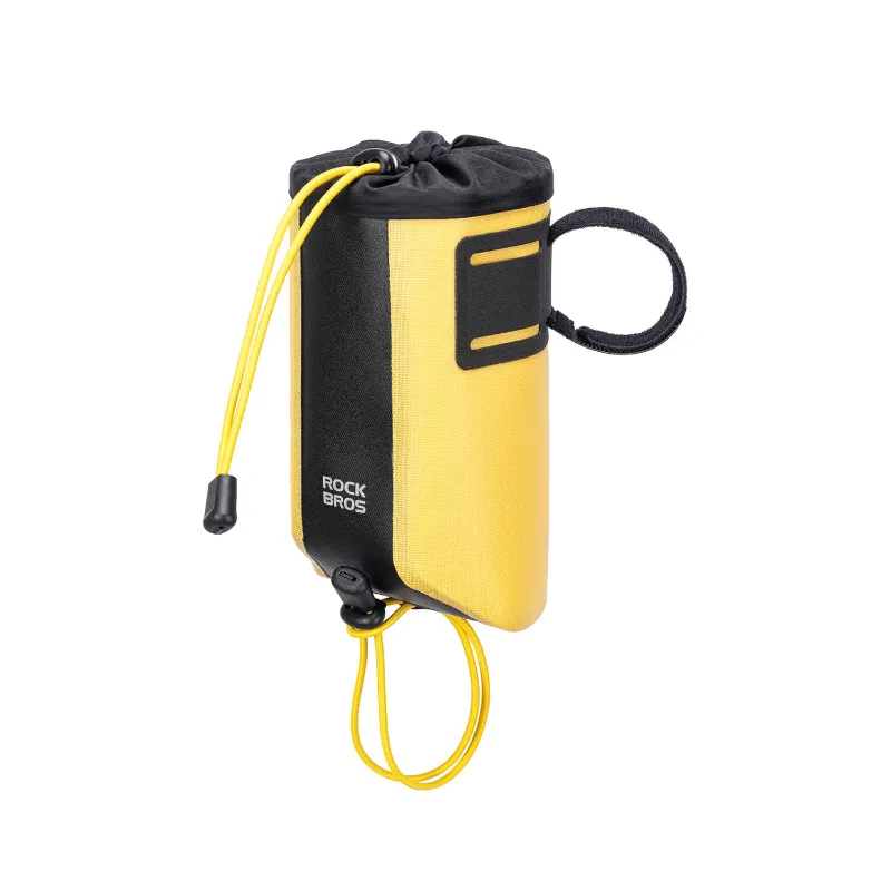 RockBros US AS-162 100% Waterproof Bike Handlebar Bottle Bag with water bottle holder mounted on bicycle handlebars