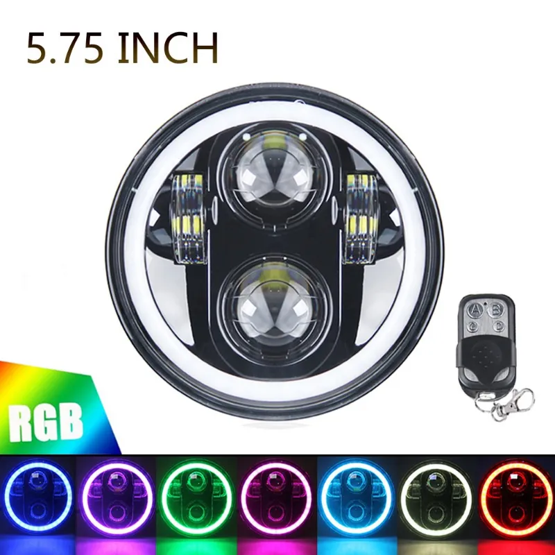 Sunpie 5.75-inch RGB halo LED headlight for Harley Davidson Dyna and Sportster motorcycles