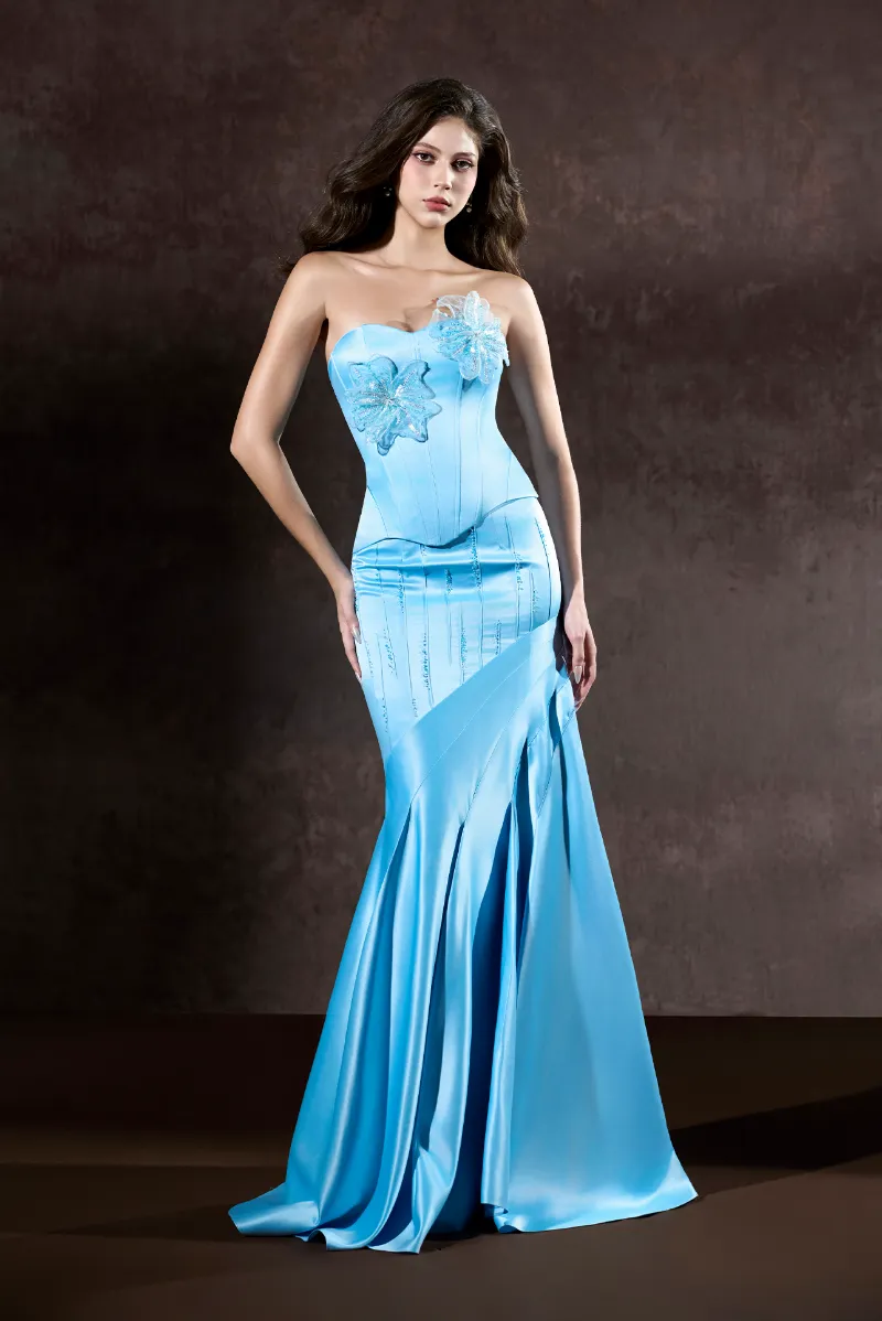 Kalisa Connie Elegant Strapless Corset Top And Fishtail Dress on model