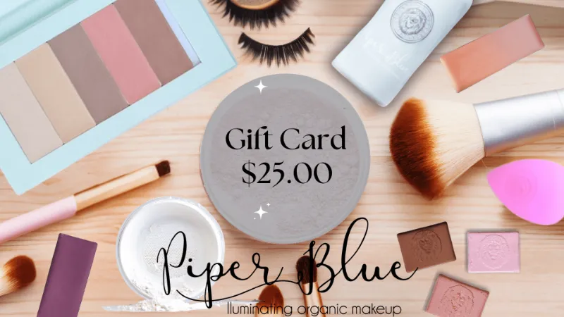 PiperBlue Organic Makeup gift card with clean beauty branding