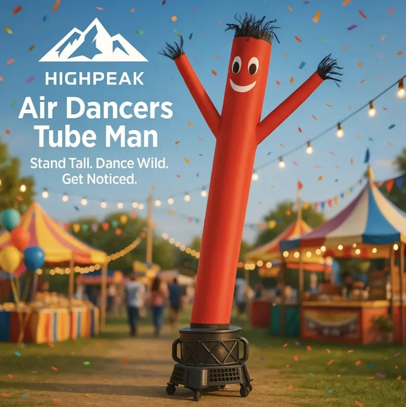 HighPeak 20ft Air Dancers Inflatable Tube Man, a red wacky waving dancer with blower fan