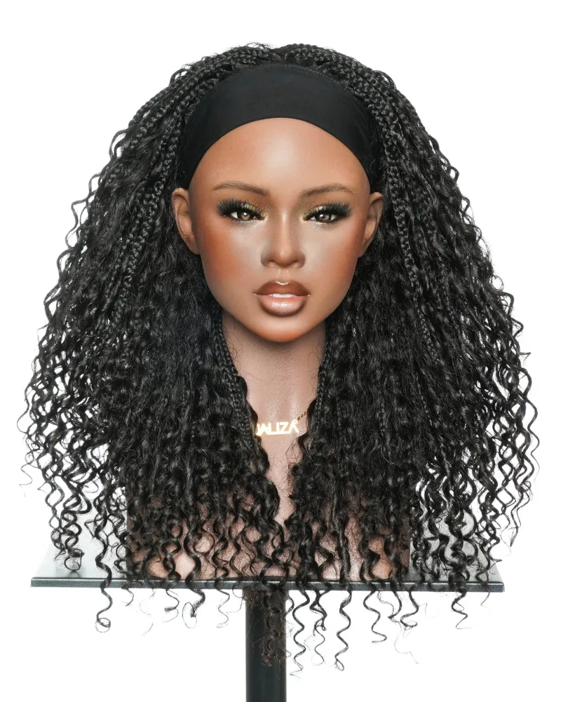 Jaliza Headband Boho Braided Wig showing no-lace headband construction with natural boho braids