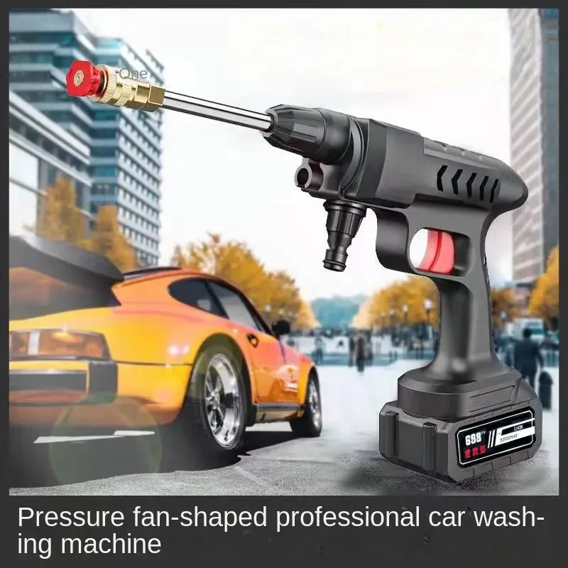 Kicklo Adjustable High Pressure Car Wash Gun with battery pack and spray nozzle attachments