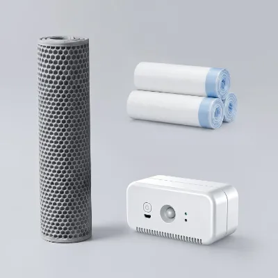 Furrbby Premium Kit, mat, stack of liners, and white odor eliminator device
