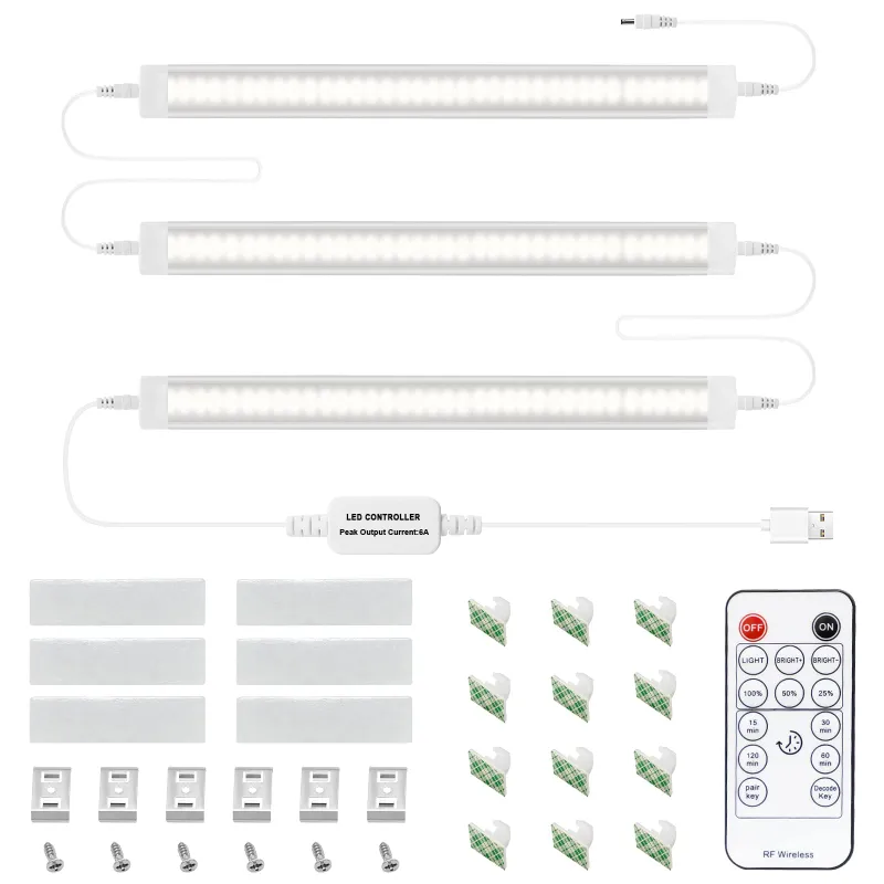 AIBOO Under Cabinet Lights with Remote, USB strip lights for kitchen cabinet display