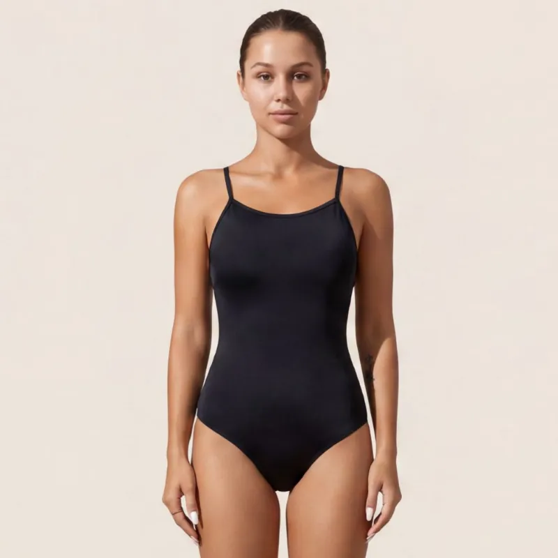 Lilova Teens Square Neck One-Piece Swimsuit, black leak-proof period swimwear