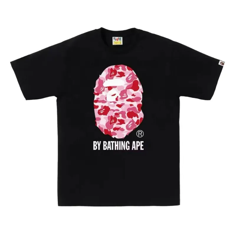 AfewVibe BAPE ABC Camo By Bathing Ape Tee Black Pink with pink camo logo on black crewneck
