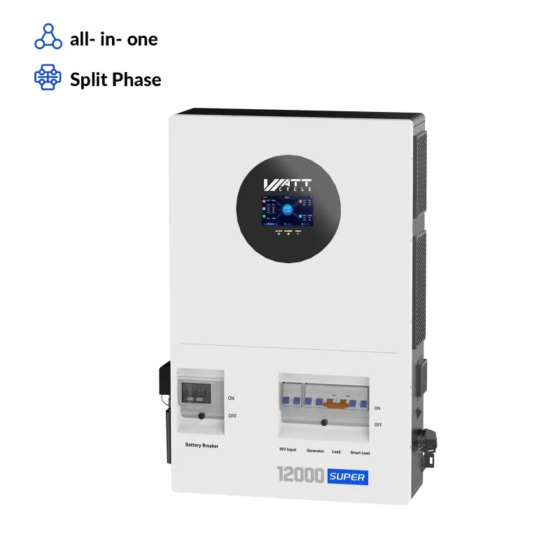 WattCycle Super 12kW Split-Phase All-in-one Inverter with LCD touchscreen and Wi-Fi connectivity