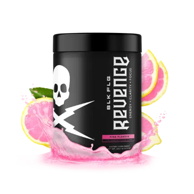 BLK FLG Revenge Energy Tub Pink Plunder flavor tub on display