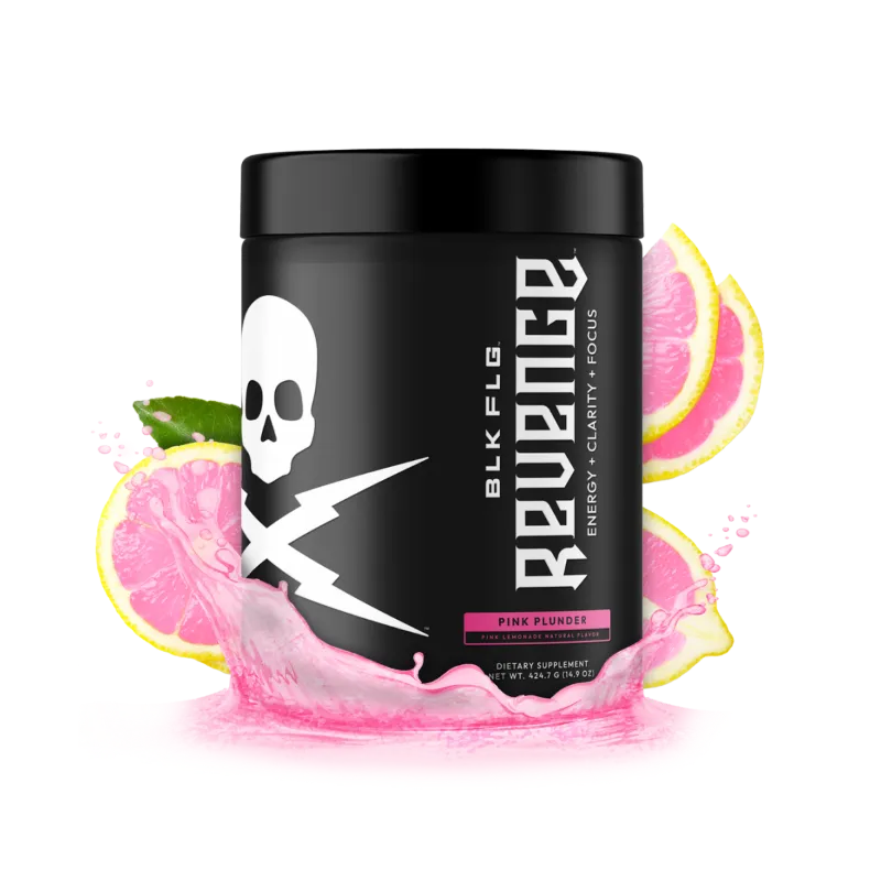 BLK FLG Revenge Energy Tub shown standing, energy powder tub