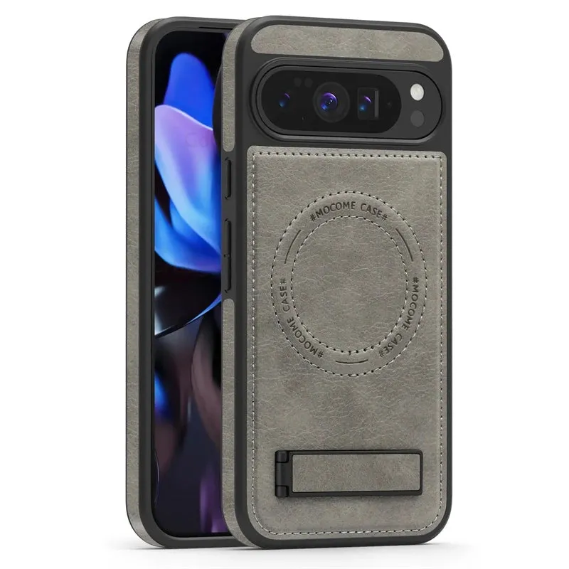 The Pixel Case Leather Magnetic Case with Stand in vintage leather finish for Pixel 10