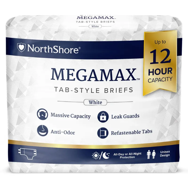 ActivKare Northshore MegaMax Briefs package of high-absorbency incontinence briefs