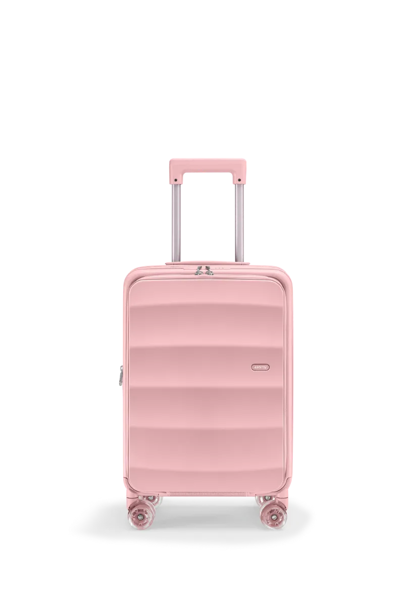 4MYTU Tank Lite Carry-on in Blush Pink suitcase with front-opening design