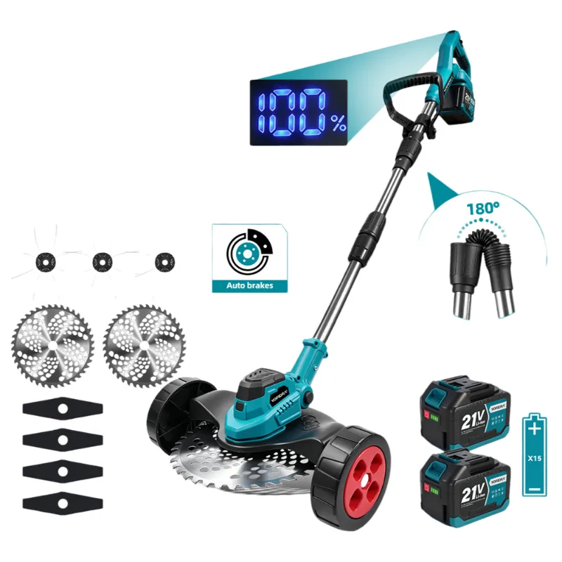 NewBeny brushless cordless grass trimmer kit with multiple blade attachments