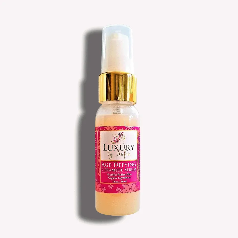 Luxury by Sofia Organic Anti Aging Ceramide Serum bottle for radiant skin