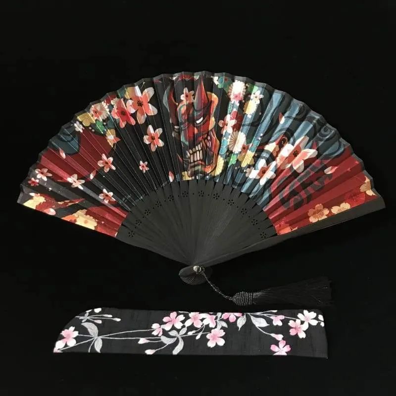 Foxtume Japanese Folding Fan 【Oni】 silk fan with ghost-inspired oni design
