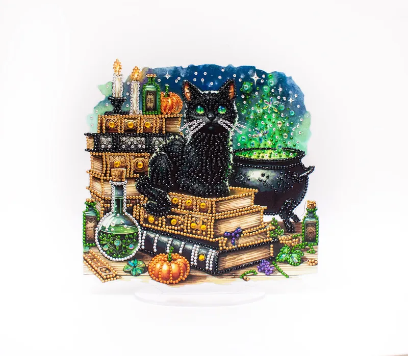 LETISTITCH 480-947 Witch's Companion diamond painting acrylic stand Halloween cat decoration