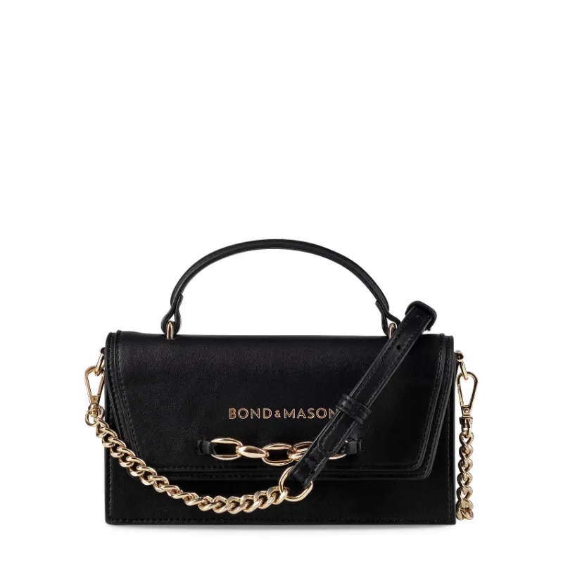 Bond & Mason The Caroline Handbag showing vegan leather handbag with gold-tone hardware