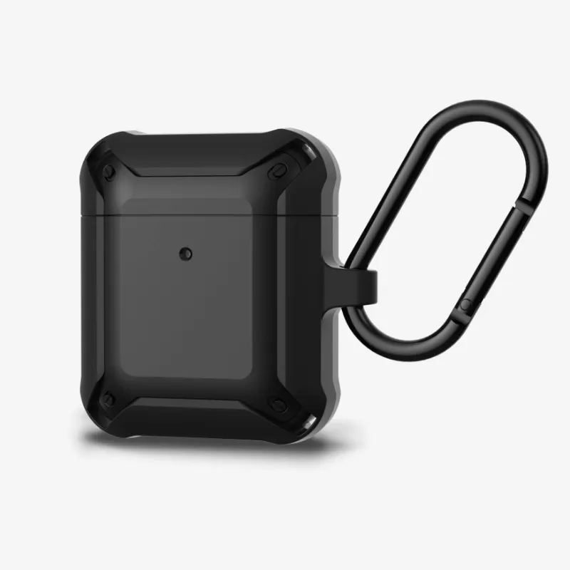 Techypop Military Drop Tested Armor Protective Bumper Case for Apple AirPods 1 & 2, silicone with carabiner