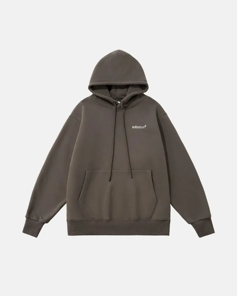 INFLATION Brand Logo Fleece Hoodie in 350 GSM mid-weight fabric with casual fit