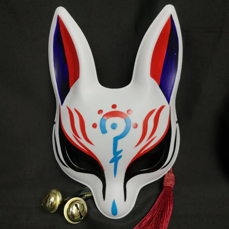 Foxtume Long Ears Kitsune Mask Magic Curse with cursed seal hand-painted design