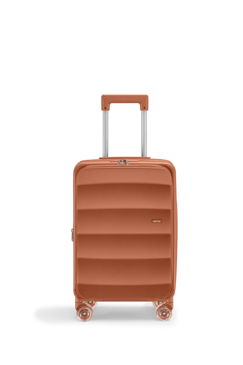 4MYTU Tank Lite Carry-on in Warm Terracotta front-opening carry-on suitcase