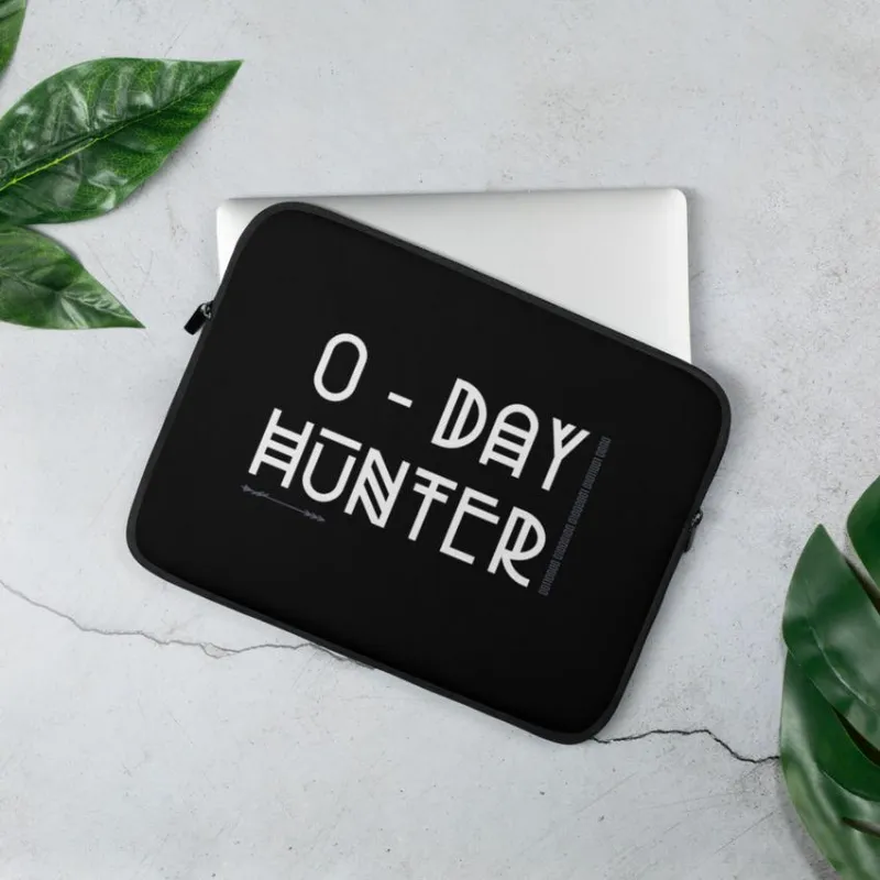 MyHackerTech 0 - Day Hunter Laptop Sleeve in dark neoprene with top zipper