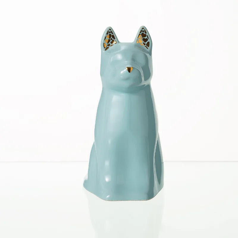 Pulvis Art Urns Barkley Pet Urn for Dog in baby blue ceramic with curved design