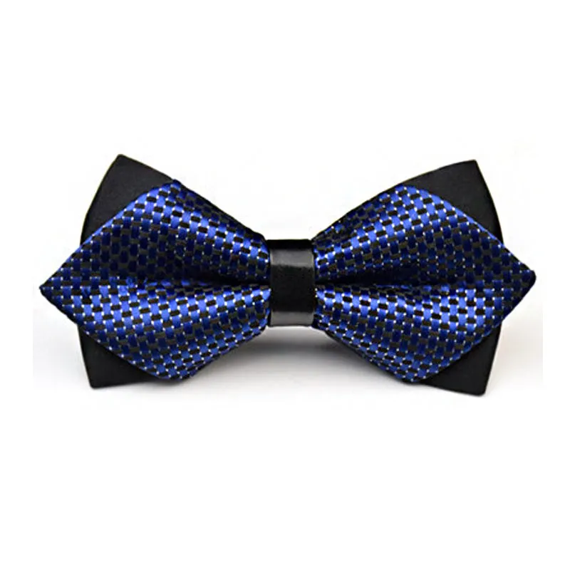 Wehilion boys blue and black checkered pre-tied clip-on bow tie