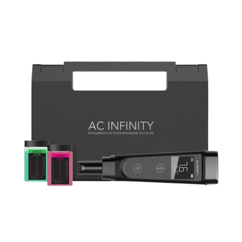 Mass Hydroponics AC Infinity pH Meter Kit showing digital pen tester with sensor probe