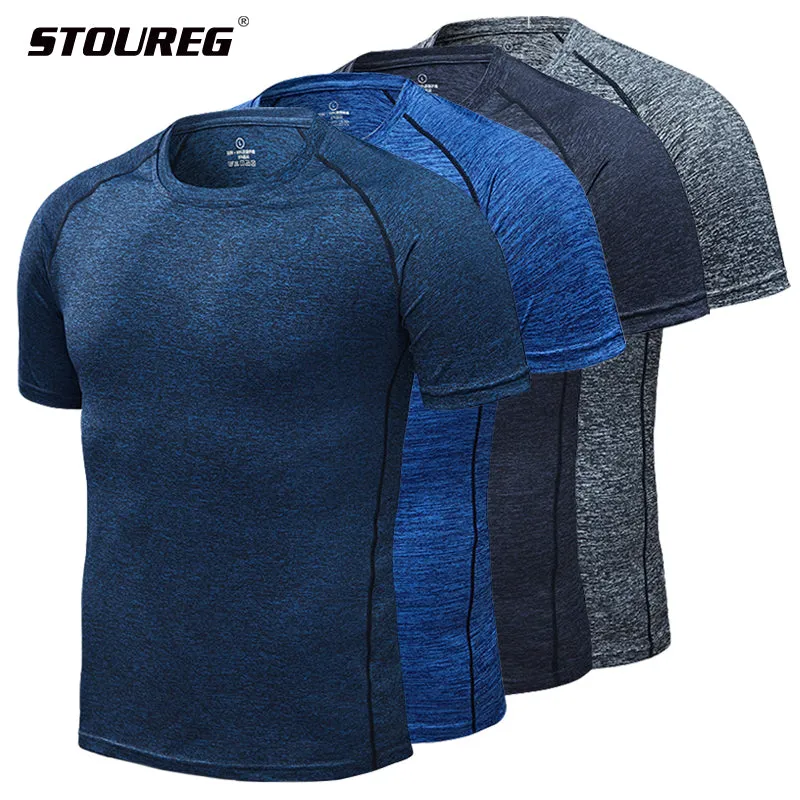 PUPU Sports Men's Quick Dry Compression Running T-Shirt Lightweight Athletic Shirt on athlete