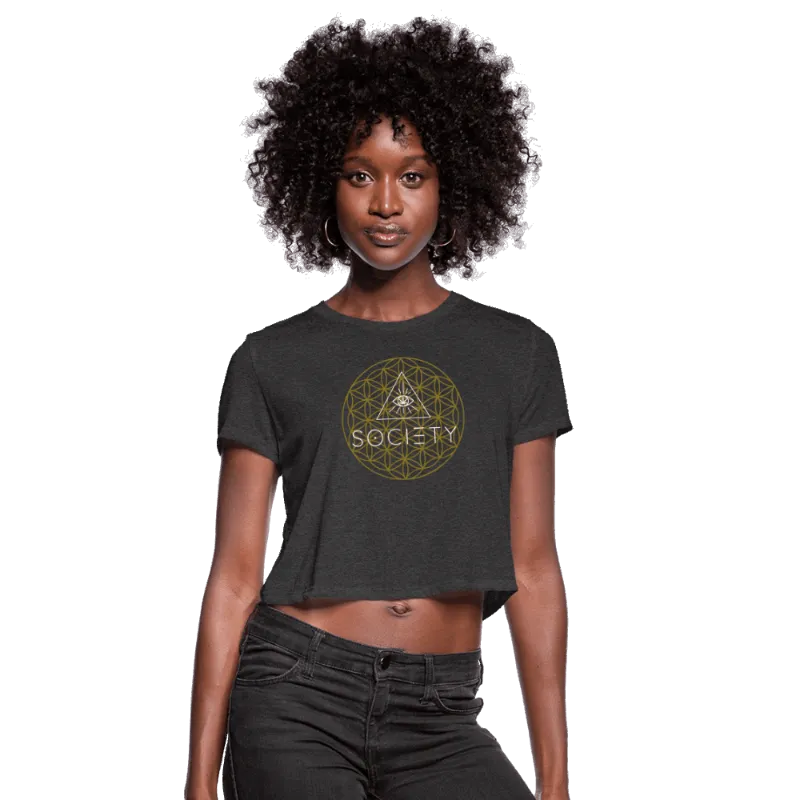 Society's Plant Flower of Life Women's Cropped T-Shirt with geometric design