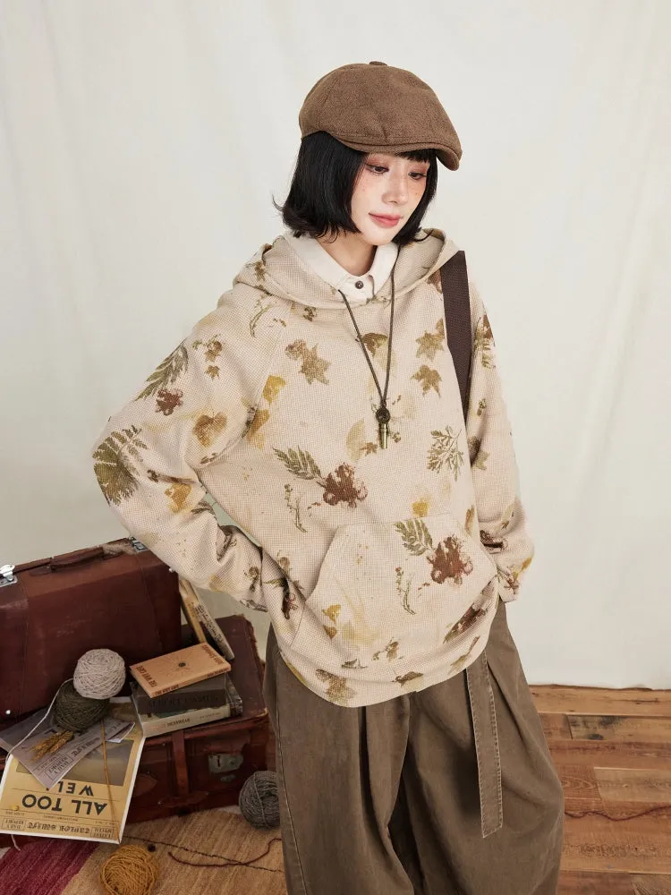 Juwas AOP Tree Shadow Print Hoodie showing all-over forest motif on soft fabric