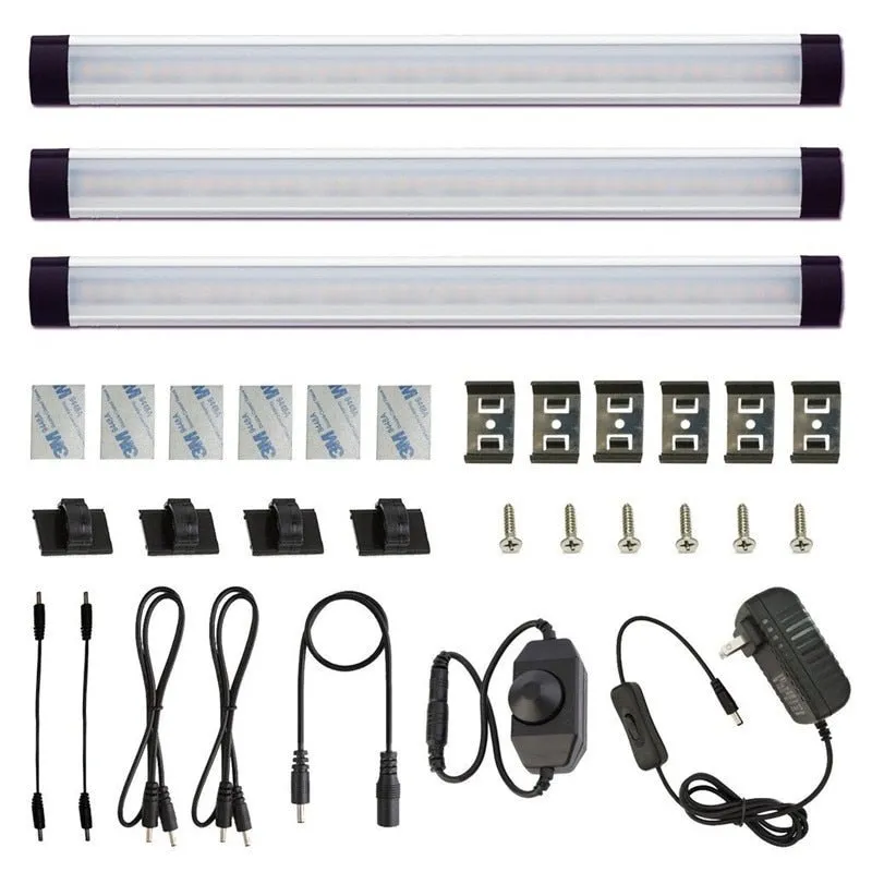 AIBOO 12V Linkable LED Under Cabinet Light Bar with Dimmer and Adapter 3 Lights installed under kitchen cabinets