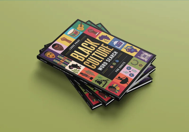 Imani Oliver Black Culture Word Search book cover with word grid design