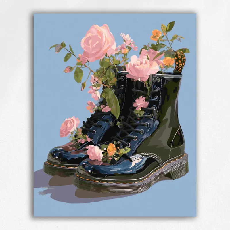 Maikoo Art Blossom Within Leather paint by numbers showing floral design