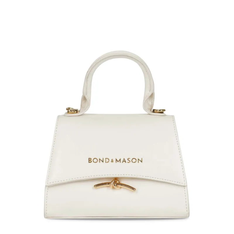 Bond & Mason The Kimberly Handbag (White) showing compact white vegan leather handbag