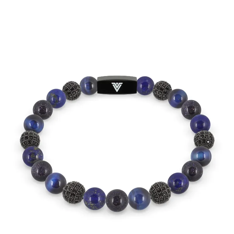 VOLTLIN Blue Sirius Stretch Bracelet with Blue Tiger's Eye and Lapis Lazuli
