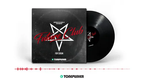 Tonepusher Future Club: 50 Xfer Serum presets for Synthwave and Darksynth, displayed as a product card